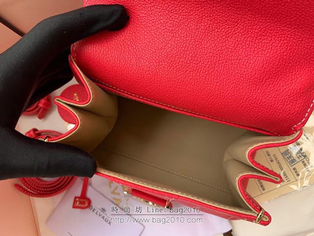 DELVAUX女包 經典款 德爾沃女手提包 女手腕包 Mini小號 Delvaux單肩斜挎包 DS0020手縫櫻粟紅  fcs1370